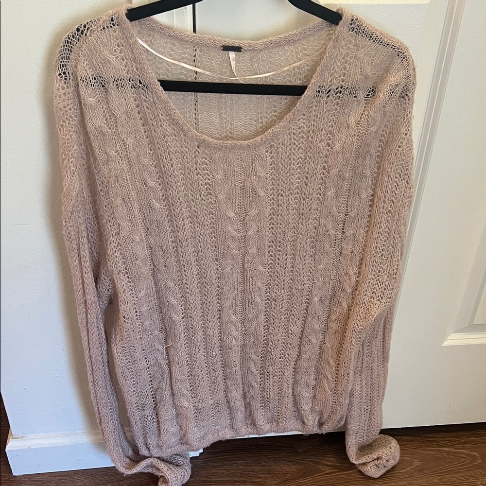 Free People Women's Cable Knit Sweater - Pink Cream